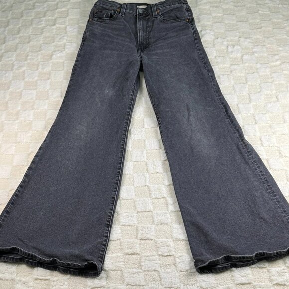 Levi's Women's Black Ribcage Bell Jeans Size 28 - Picture 1 of 6
